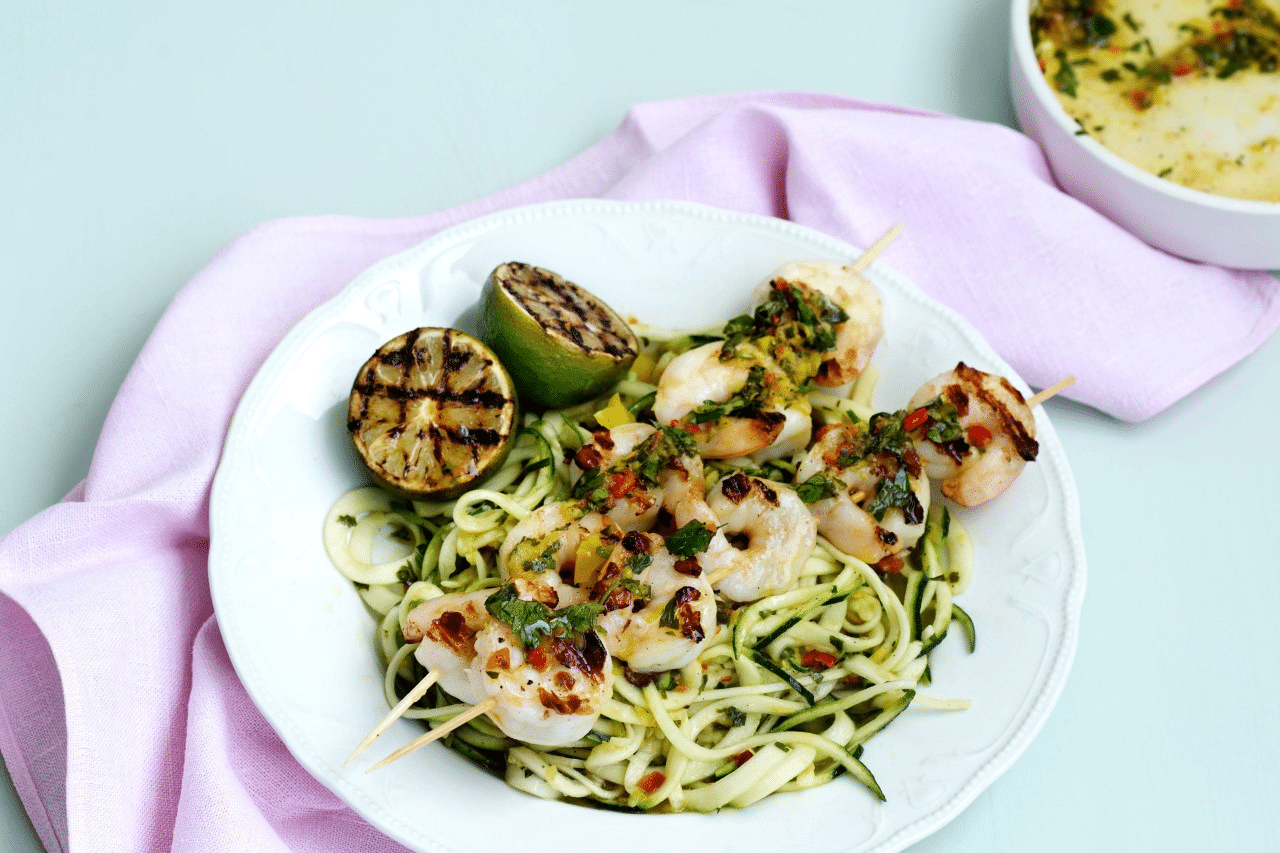 Read more about the article Low Carb Grilled Prawns with Chimchurri Noodles