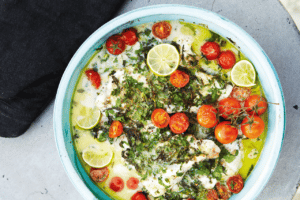 Read more about the article White fish with herbs, coconut milk, lime, and tomatoes